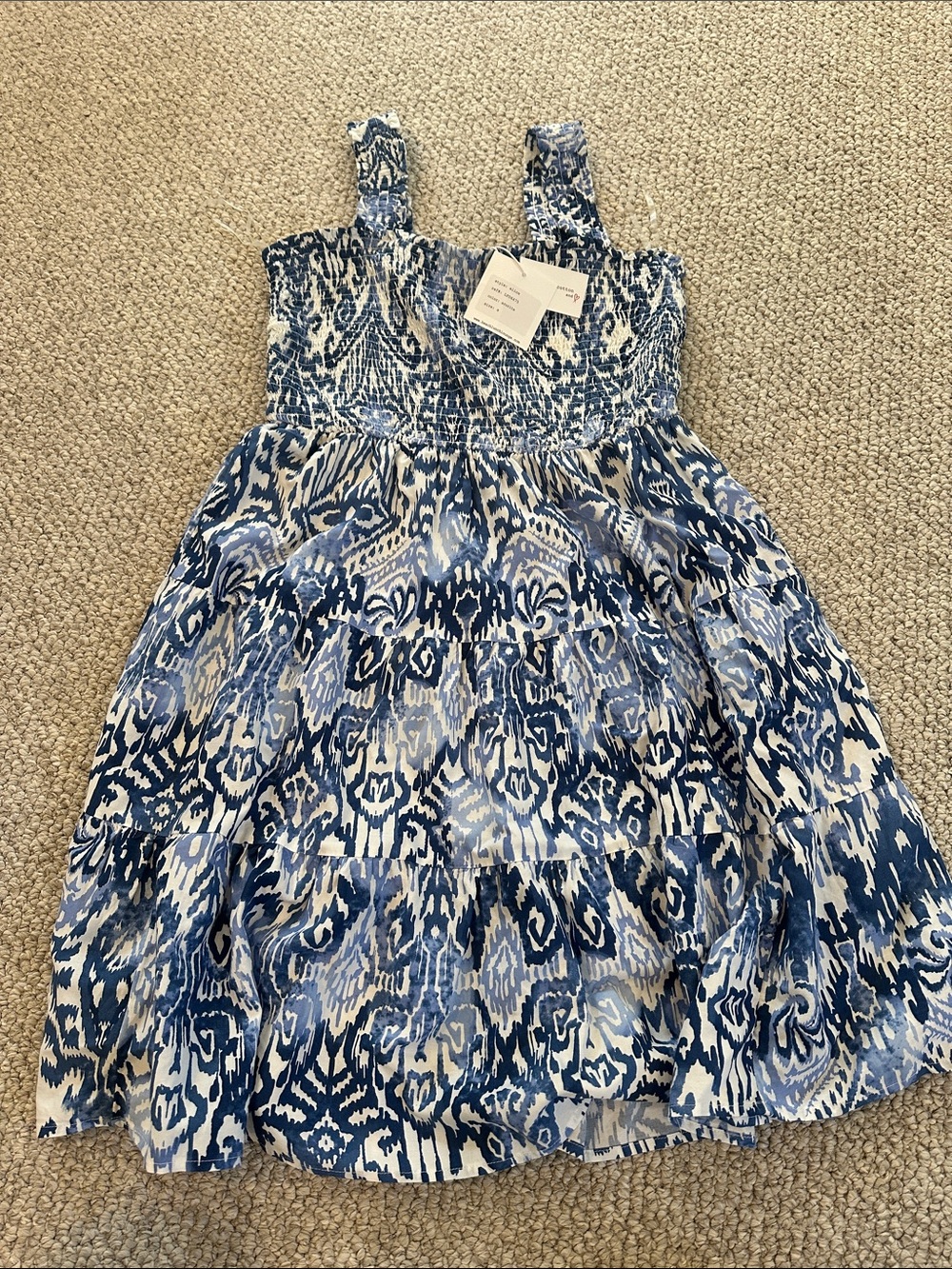 BOGO FREE beachlunchlounge Azurite Blue and White Smocked Sundress